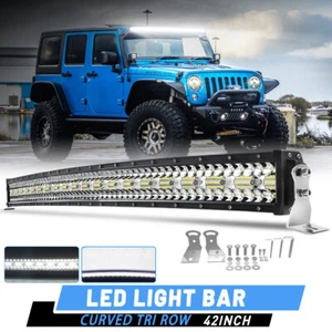 Tri-row 42" Curved LED Light Bar Spot Flood Combo Truck Driving Offroad For Jeep - Picture 1 of 17