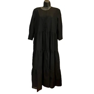 Jenni Kayne Small James Dress Black Linen Semi-Sheer Maxi Lagenlook Minimalist - Picture 1 of 13