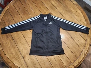 Adidas Youth Boys Size 7 Track Jacket Full Zip Up Black - Picture 1 of 4