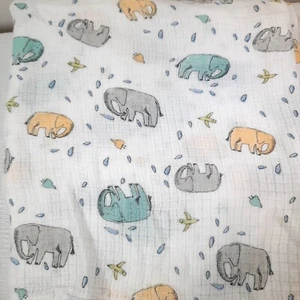 Aden + Anais Ellie Elephant Baby Blanket Bird swaddle Bamboo Blue Gray Yellow - Picture 1 of 7