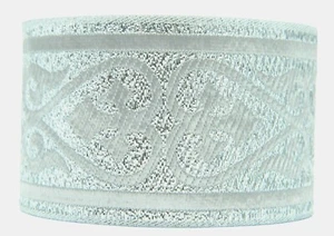 10m Jacquard Borte Medieval-Larp 50mm Mittelalterliche Herz Lurex Silber  - Picture 1 of 1