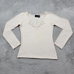 Daytrip Buckle Shirt Damen Small Creme Verziert Langarm Henley Pull Over - Bild 1 von 8