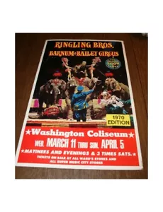 SELTENE Vintage Zirkus Poster klingelnde Brüder & Barnum & Bailey Fensterkarte 1970 - Bild 1 von 10