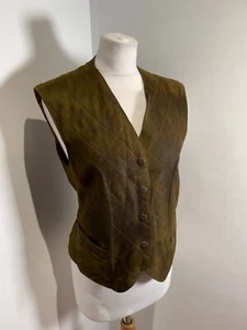 Mulberry leather suede Women's waistcoat L *marks vest short country green brown - Picture 1 of 13