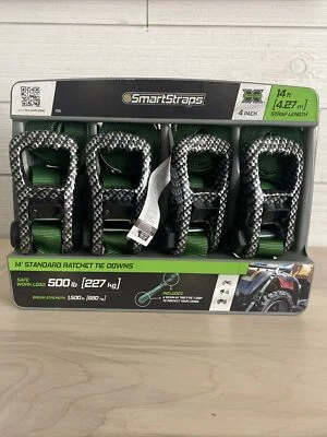 ATV SmartStraps 226 14 ft. Green Premium CarbonX Tie Down, 500 lb., 4-Pack - Image 1 of 4