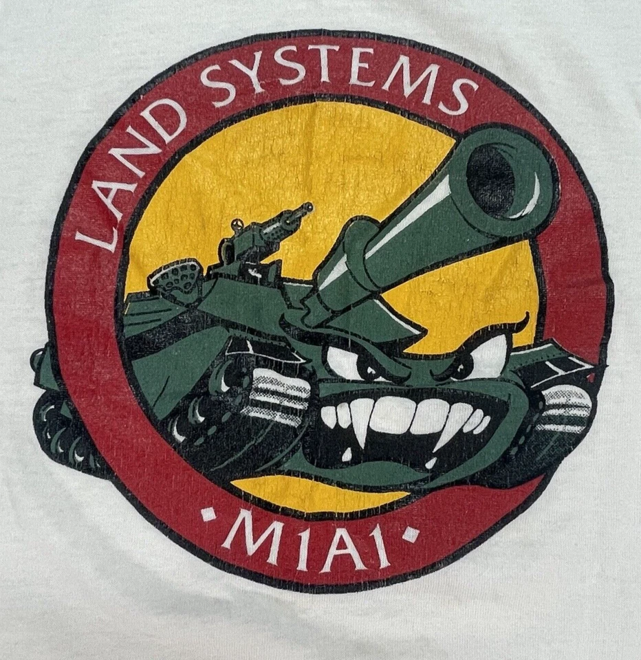Camiseta sin mangas Abrams vintage de los 80 puntada única para hombre L blanca M1A1 Ejército de EE. UU. HIELO EE. UU. Foto 1 de 4