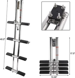 Escalera de buceo telescópica vertical doble de 4 pasos para barco marino yate natación. - Imagen 1 de 9