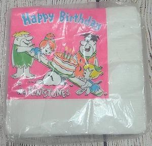 Vintage Futura The Flintstones Happy Birthday Servietten Rosa Blau New Old Stock - Bild 1 von 4