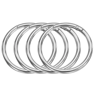 4pcs Metal Spring O Rings 2" Trigger Spring Keyrings Round Snap Clip Silver - Picture 1 of 5