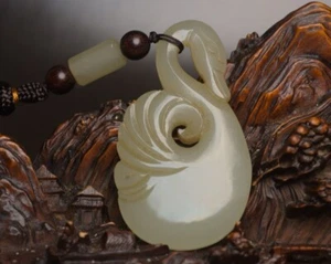 China Exquisite Hetian Jade Nephrite Hand-carved Swan Goose Statue YuPei Pendant - Picture 1 of 9