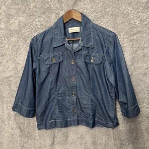 Chaqueta para mujer Alfred Dunner Petite Denim Cambray cubierta ligera talla 8P azul - Imagen 1 de 7