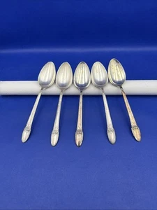 1847 Rogers Bros IS Soup Spoon FIRST LOVE Silverplate Flatware Lot Of 5 - Picture 1 of 5