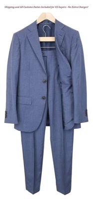 SUITSUPPLY Napoli Men's Suit UK34R Blue Wool Super 110's Lined 2 Piece Classic - Image 1 of 4