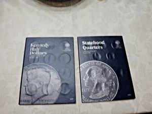 Statehood Quarters 1999-2001 & Kennedy Half Dollars 1964-1985 Whitman 2 Book Set - Picture 1 of 3