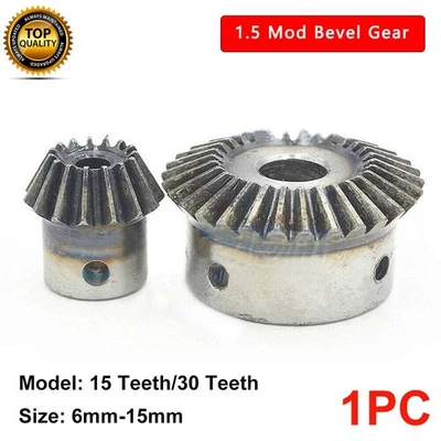 5/6/8/10/12/15mm Zahnrad Schrägverzahnung 90° Getriebe Stirnrad 1.5Mod 15T/30T - Bild 1 von 4