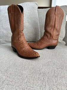 VINTAGE DAN POST CROCODILE CAIMAN RARE WESTERN BOOTS 9.5 D READ - Picture 1 of 15