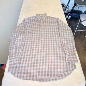 Peter Millar Shirt Mens XL Blue Brown Plaid Button Down Stretch Comfort *flaw - Picture 1 of 11