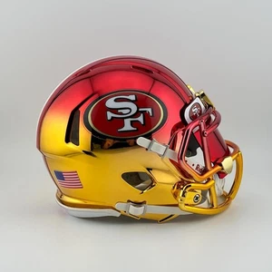San Francisco 49ers CUSTOM 2-Tone Chrome Mini Football Helmet with Visor - Picture 1 of 3
