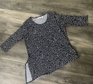 SUSAN GRAVER Bluse Top schwarz weiß Tunika Damen Gr. L Karriere Beachy klassisch - Bild 1 von 5