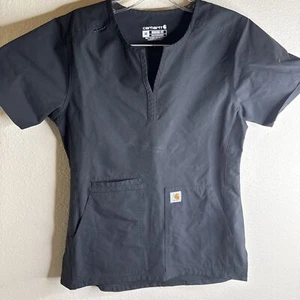 Carhartt Force V Neck Scrub Black Top Womens Size Large XS Modern Fit - Picture 1 of 11