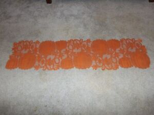 Orange lace Pumpkin Vine design Table Runner 54” x 14”