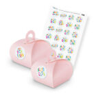 itenga SET Glückwünsche Kids M77 24x Geschenkbox Karton mit Griff rosa u Sticker