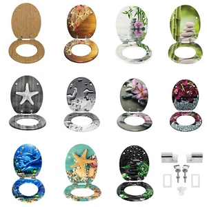 WC Sitz mit Absenkautomatik Toilettendeckel Toilettensitz MDF Holzkern#2269 - Bild 1 von 23