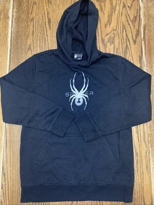 Spyder Hoodie Boys Size Large 14/16 Black Long Sleeve Logo Spell Out - Imagem 1 de 4