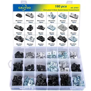 Alloy Steel 180pcs U-Nut Assortment Package for Wide Compatibility in Vehicles - Picture 1 of 6