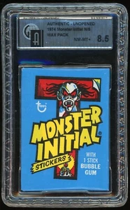 1974 Topps Monster Initial Non-Sports Stickers Wax Pack GAI 8.5 - Picture 1 of 3