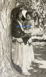 ca.1920’s Native American Mother & Papoose, Tree RPPC Unknown Tribe Moccasins - Picture 1 of 6