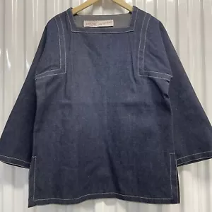 Vintage Geoffrey Beene Saks Fifth Avenue Beene Bag Denim Tunic Top Blue 10 - Picture 1 of 11