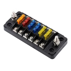 Car Power Distribution 12-24V Blade Fuse Holder Box Block Panel Board 6 WAY bar - Picture 1 of 8