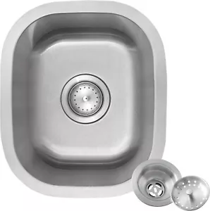 MONSINTA Stainless Steel 1512 Undermount Bar Sink w/ Kitchen Drain Sink Assembly - Picture 1 of 4