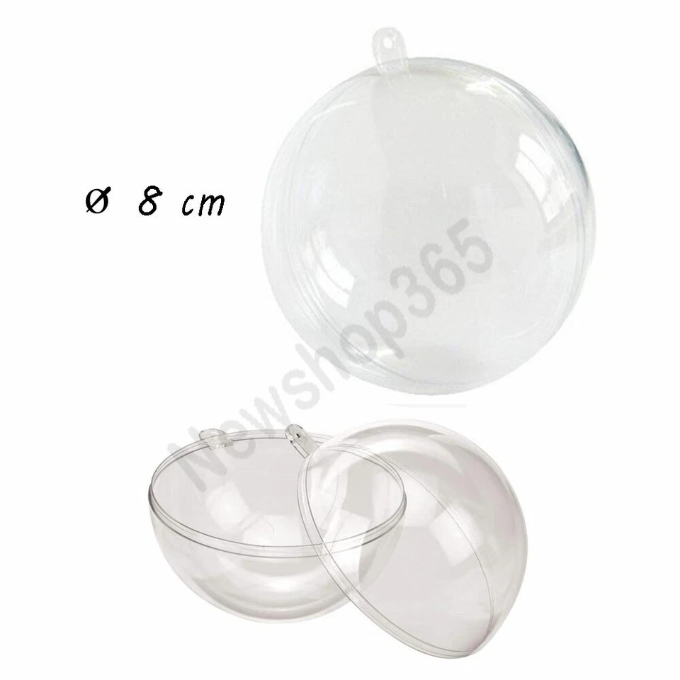 Sfera pallina trasparente apribile in plexiglass albero di Natale diametro 8 cm  - Immagine 1 di 1