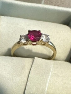 STAUER Ring vergoldet Sterlingsilber 0,925 mit echtem Rubin + Kunstdiamanten Gr. 7 - Bild 1 von 11