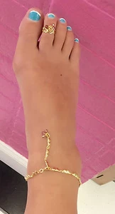 Gold Tone Water Friendly anklet Bracelet Crystals Trending Designer USA - Picture 1 of 9