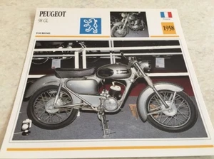 Tarjeta Moto Peugeot 98 Gl 1958 Colección Atlas Motorbike Francia - Imagen 1 de 1