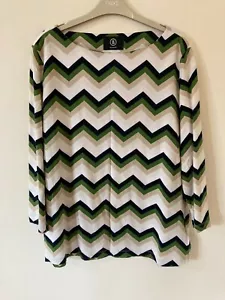 Bogner 3/4 Sleeve Multicoloured Cotton T Shirt Top, Size US 10, UK 14, VGC - Picture 1 of 5