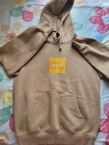 HUF Logo Pullover Hoodie Sweatshirt Beige size childrens medium - Picture 1 of 2