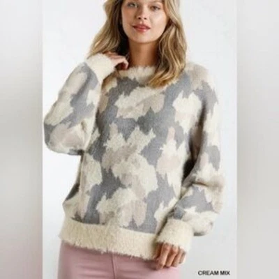 Suéter Umgee Camuflaje Camuflaje Gris Crema Suave Difuso Talla XL NUEVO CON ETIQUETAS Foto 1 de 4
