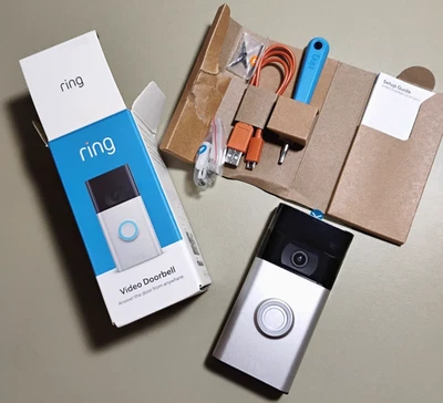 Campainha de vídeo anel HD vídeo WiFi câmera de segurança cetim níquel caixa aberta - Imagem 1 de 4