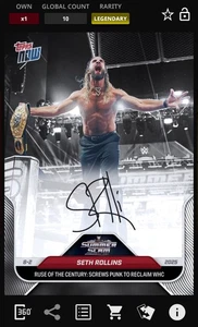 WWE Topps Now Slam DIGITAL Seth Rollins Legendary Auto Black CC 10 - Picture 1 of 1