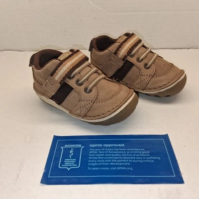 Zapatos Stride Right Artie para niños color tostado 4W BB014602 nuevos sin caja hechos en EE. UU. Foto 1 de 4