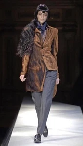 Rare Yohji Yamamoto Women’s 2007 Runway Velvet Brown/Green Asymmetric Blazer 3 - Picture 1 of 16