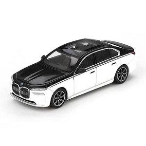 Modellino auto Mini GT 1:64 pressofuso BMW i7 xDrive60 bianco alpino/nero zaffiro - Foto 1 di 3