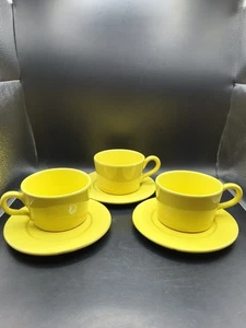 Ralph Lauren Italy 3 Cups & Saucers Yellow Dinnerware Stoneware Rare - Picture 1 of 15
