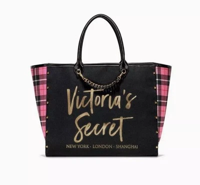 Victoria’s Secret VS New York Shanghai London Black Pink Plaid Tote Limited - Image 1 of 4
