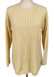 Sutton Studio 100% Cashmere women's M Cable Knit Sweater cream yellow tunic - Picture 1 of 9