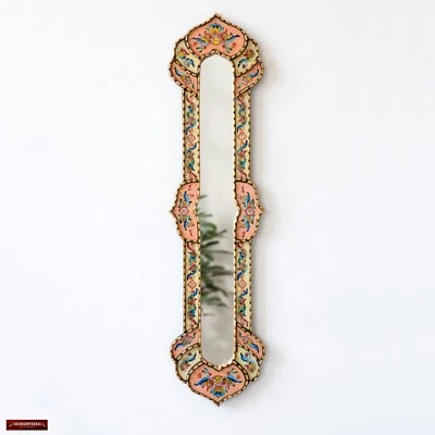 Long Narrow rectangular wall mirror, Painting on glass Skinny Mirror wall decor - Image 1 of 4